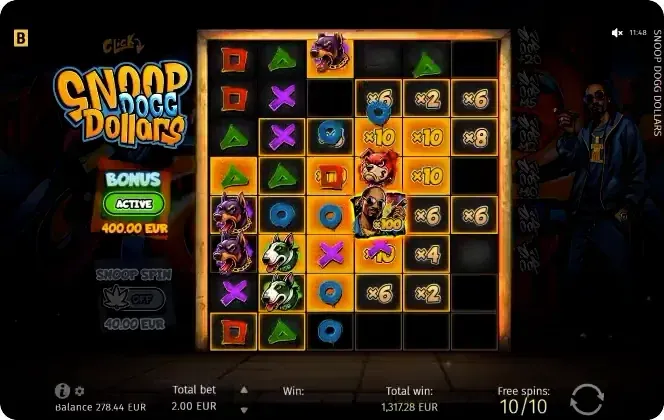 Snoop Dogg Dollars Snoop Dogg Dollars casino slot game with active bonus and win