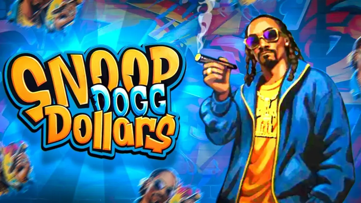 Snoop Dogg Dollars Snoop Dogg holding cigar, 'SNOOP DOGG Dollars' logo, sunglasses, blue jacket