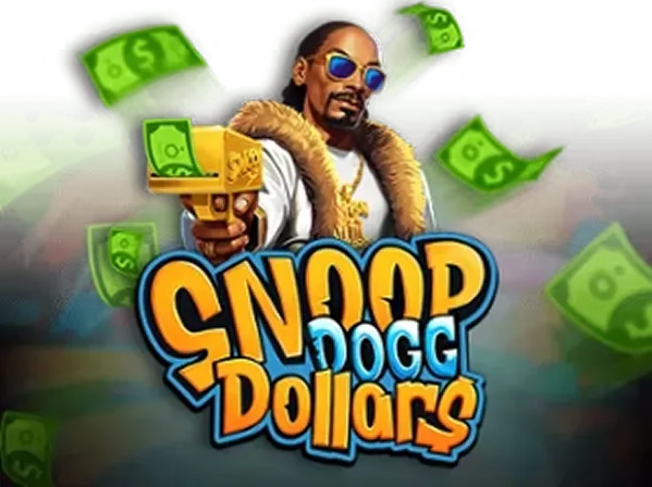 Snoop Dogg Dollars Snoop Dogg Dollars game logo featuring cartoon Snoop Dogg and money gun